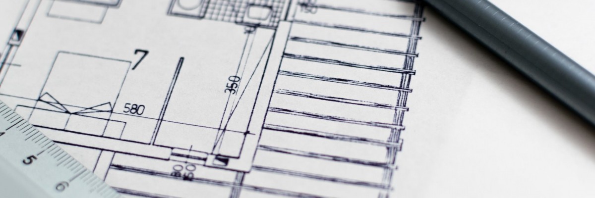 A picture of design plans from an architect for a home extension